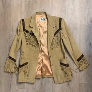 Western Suede Blazer with Fringe